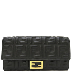 フェンディ FENDI バゲット コンチネンタル ウォレット 8M0251 AAJD ブラック レザー 長財布 ゴールド金具 黒 FFロゴ