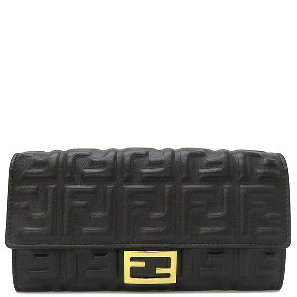 フェンディ FENDI バゲット コンチネンタル ウォレット 8M0251 AAJD ブラック レザー 長財布 ゴールド金具 黒 FFロゴ