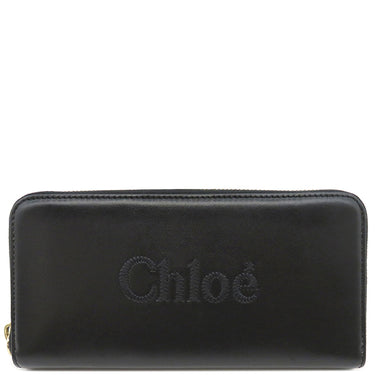 クロエ Chloe CHLOÉ SENSE ジップ付きロングウォレット CHC23AP970I10001 ブラック×ホワイト シャイニーカーフスキン 長財布 ゴールド金具 ラウンドファスナー 黒