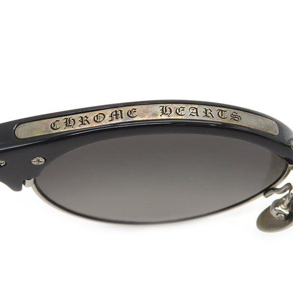 クロムハーツ CHROME HEARTS SLUNTRADICTION II 48□20 ブラック メタル サングラス シルバー金具 黒 ミ