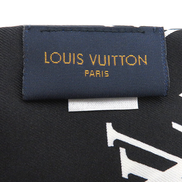 ルイヴィトン LOUIS VUITTON バンドー モノグラム コンフィデンシャル M78656  ノワール シルク スカーフ 黒 白 チェーン