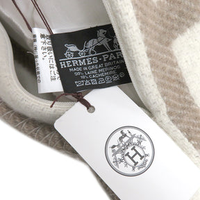 エルメス HERMES アヴァロン ヴィブラシオン クッション エクリュ×ナチュラル ウール カシミヤ ファッション雑貨 ホワイト金具 カバー取り外し可