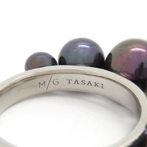 TASAKI  シェルコレクション 5Pパール ホワイトゴールドXブラック K18WG ブラックパール（淡水真珠） リング 指輪 シルバー金具 750AU 18K