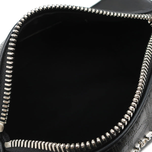 クリスチャン・ディオール Christian Dior ローラーミニレザーバッグ ブラック レザー ショルダーバッグ シルバー金具 筒形 黒 オブリーク ギャラクシー