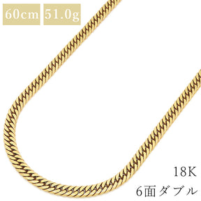 喜平  K18 18金 60cm 51.0g 6面 ダブル イエローゴールド K18YG ネックレス ※ショッピングローン対応していません。