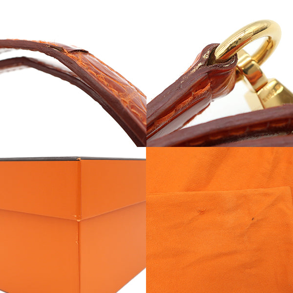 エルメス HERMES ケリー32 外縫い オレンジ系 ポロサス 2WAYバッグ ゴールド金具
