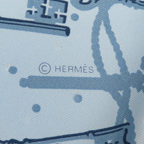 エルメス HERMES カレ55 CARRE ブルーシエル×ブルージーン シルク スカーフ 新品 未使用【LES CLES/レ クレ】