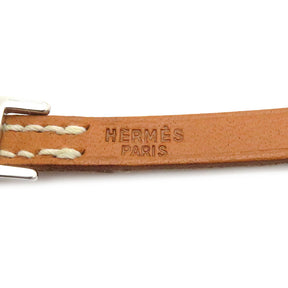 エルメス HERMES アピ3 レザーブレスレット ゴールド レザー メタル ブレスレット シルバー金具 ブラウン