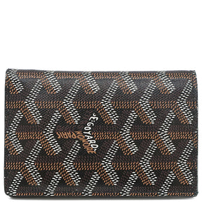 ゴヤール GOYARD サン ピエールカードホルダー ブラック レザー ゴヤールディンキャンバス カードケース 黒  ヘリンボーン柄