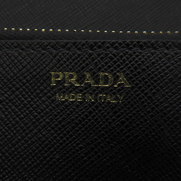 プラダ PRADA サフィアーノ シャイン 1MH132 ブラック サフィアーノレザー 長財布 ゴールド金具 黒 二つ折り パスケース欠品