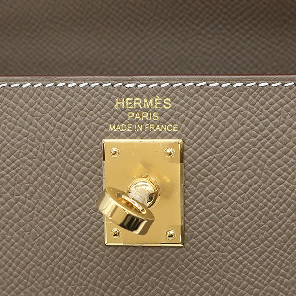 エルメス HERMES ケリー25 外縫い エトゥープ ヴォーエプソン 2WAYバッグ ゴールド金具 グレージュ