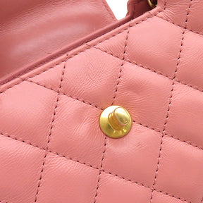 シャネル CHANEL マトラッセ ミニ ショッピング バッグ AS4416 ピンク シャイニー クランプル カーフスキン ショルダーバッグ マットゴールド金具
