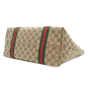 グッチ GUCCI シェリーライン ショルダーバック 139260 ベージュ GGキャンバス レザー トートバッグ ゴールド金具 茶 ウェブ