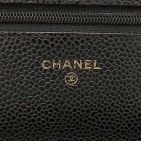 シャネル CHANEL マトラッセ チェーンショルダー A33814 ブラック キャビアスキン チェーンウォレット ゴールド金具 黒