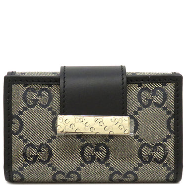 グッチ GUCCI GG 6連キーケース 212098 ネイビー×グレー系 PVCコーティングキャンバス キーケース ゴールド金具 鍵入れ 6連 6本