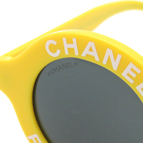 シャネル CHANEL ロゴ ラウンド 40□10 71314A イエロー プラスチック サングラス ラウンド ブラックレンズ 黄 ファレルウィリアムスコラボ