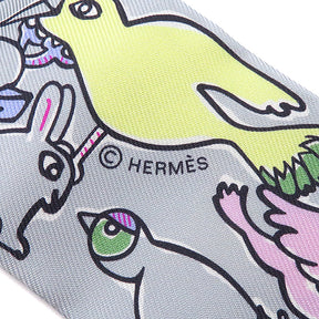 エルメス HERMES ツイリー グリペール×ローズ×ジョーヌ シルク スカーフ 新品 未使用【MILLE ET UN LAPINS/千と一のウサギ】