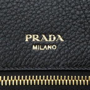 プラダ PRADA ヴィッテロダイノ ハンドバッグ 1BA157 ブラック レザー 2WAYバッグ ゴールド金具 黒 ショルダー