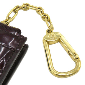 ルイヴィトン LOUIS VUITTON ポシェットクレ NM M93557 アマラント モノグラムヴェルニ コインケース ゴールド金具 エナメル キーチェーン付き