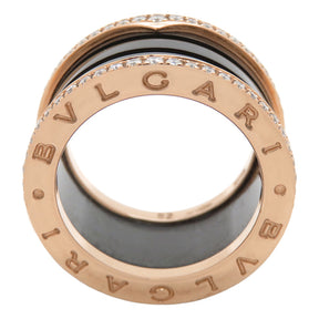 ブルガリ BVLGARI ビーゼロワン B-zero1 4バンドリング ローズゴールドXブラック K18PG セラミック ダイヤモンド #52(JP12) リング 指輪 750PG 黒 18金