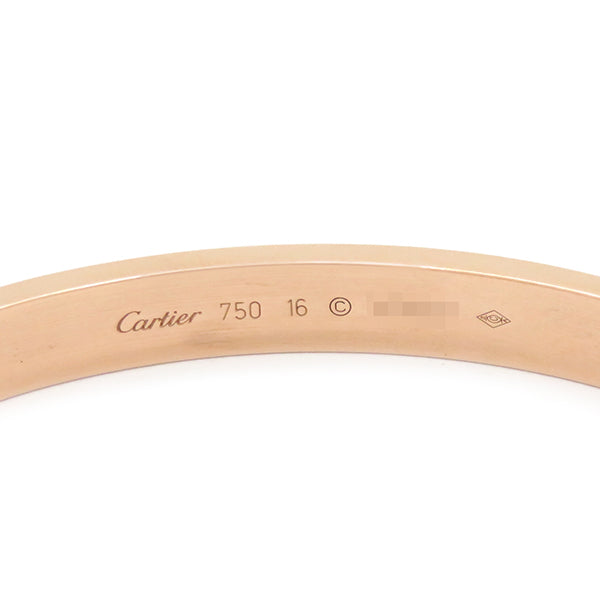 カルティエ Cartier LOVE ラブブレス B6067416 ピンクゴールド K18PG #16 ブレスレット 750 18K 18金 バングル