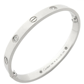 カルティエ Cartier LOVE ラブブレス ハーフダイヤ 4Pダイヤ B6070116 ホワイトゴールド K18WG ダイヤモンド #16 ブレスレット 750WG 18K 18金