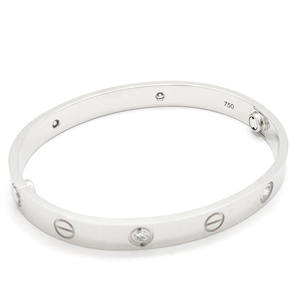 カルティエ Cartier LOVE ラブブレス ハーフダイヤ 4Pダイヤ B6070116 ホワイトゴールド K18WG ダイヤモンド #16 ブレスレット 750WG 18K 18金