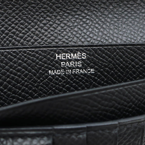 エルメス HERMES ベアンコンパクト ブラック ヴォーエプソン 二つ折り財布 シルバー金具 黒