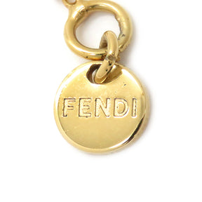 フェンディ FENDI ロゴ クリスタル  8AH252 ゴールド GP ジルコン ネックレス スプリング クリップ