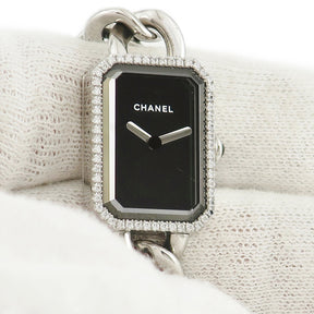 シャネル CHANEL プルミエール  H3252 クオーツ レディース 純正ダイヤ 黒 角型 チェーンブレス