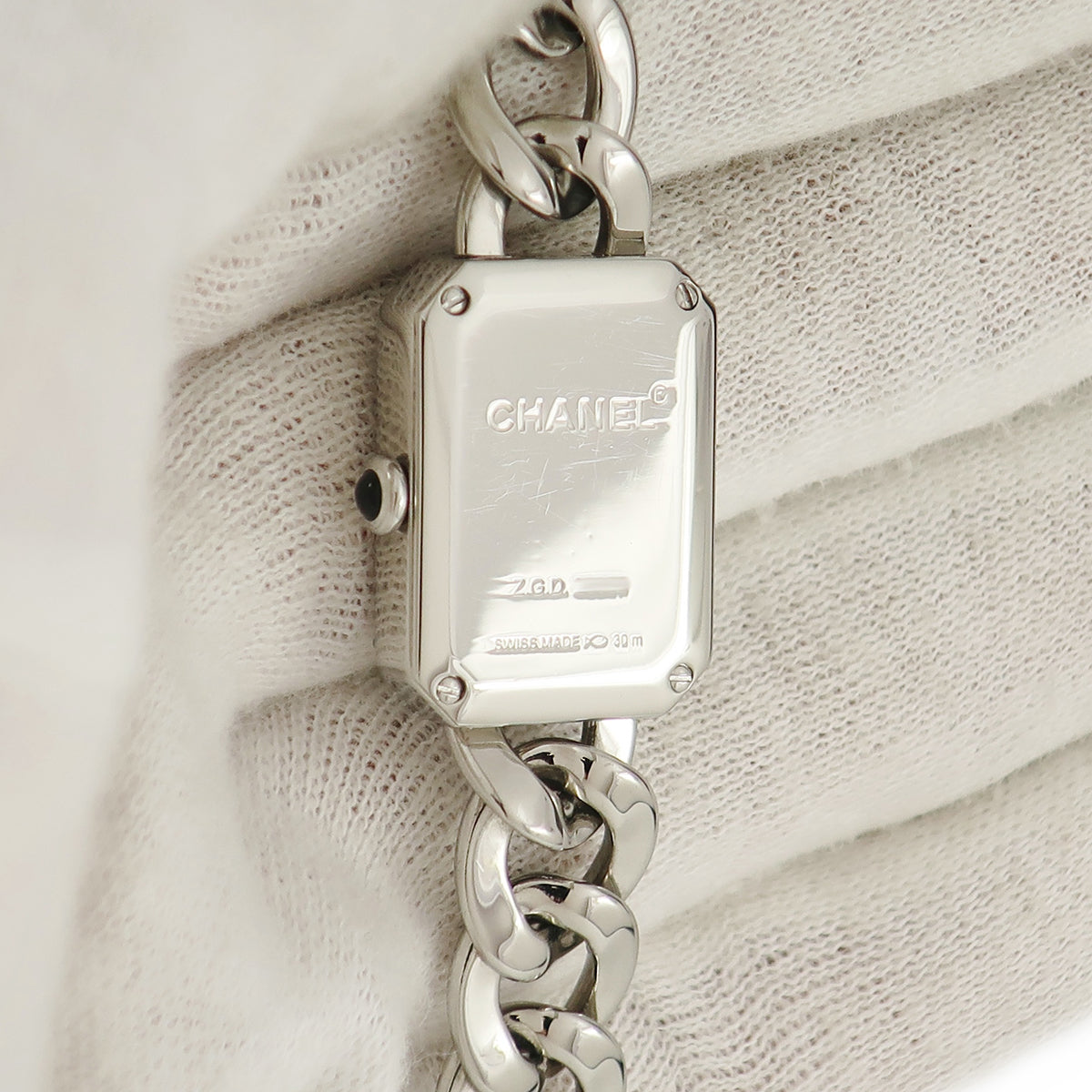 シャネル CHANEL プルミエール  H3252 クオーツ レディース 純正ダイヤ 黒 角型 チェーンブレス