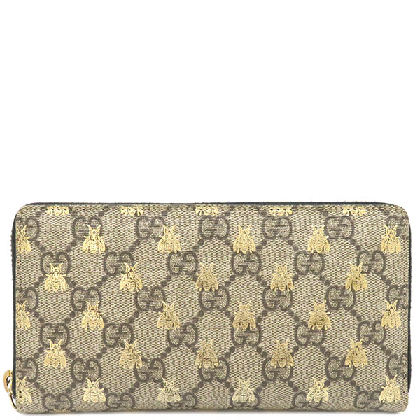 グッチ GUCCI GGスプリーム ビー ジップアラウンド 410102 9F26G 8319 ベージュXブラック GGスプリームキャンバス 長財布 ゴールド金具 ラウンドファスナー