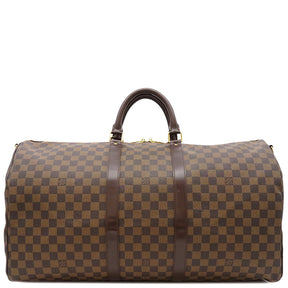 ルイヴィトン LOUIS VUITTON キーポル バンドリエール 55 N41414 ダミエエベヌ ダミエキャンバス ボストンバッグ ゴールド金具 茶 ストラップ/パドロック/鍵/欠品