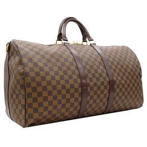 ルイヴィトン LOUIS VUITTON キーポル バンドリエール 55 N41414 ダミエエベヌ ダミエキャンバス ボストンバッグ ゴールド金具 茶 ストラップ/パドロック/鍵/欠品