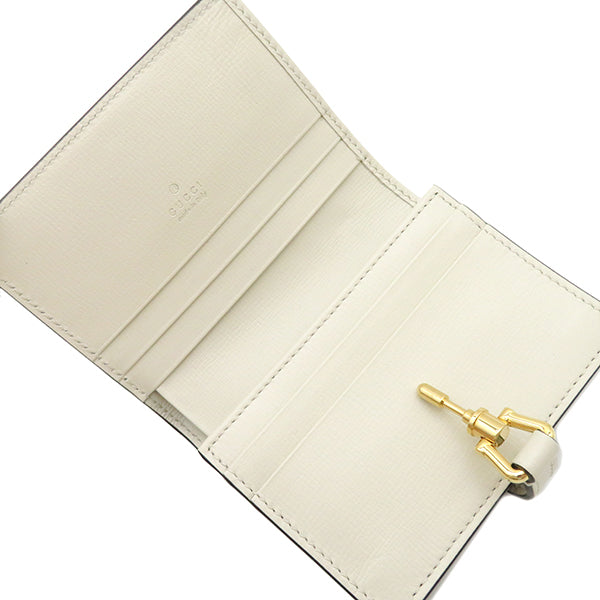 グッチ GUCCI ジャッキー 1961 カードケース ウォレット 645536 ベージュ×ホワイト GGスプリームキャンバス レザー 二つ折り財布 ゴールド金具 白 紺 赤