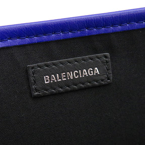 バレンシアガ BALENCIAGA ネイビーカバス NAVY CABAS S 339933 ベージュXブルー キャンバス レザー トートバッグ 青 ポーチ付き