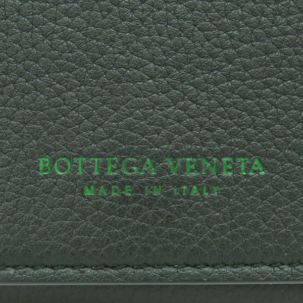 ボッテガヴェネタ BOTTEGA VENETA レザー 三つ折り財布 グリーン系 レザー 三つ折り財布 ゴールド金具 緑 コンパクトウォレット