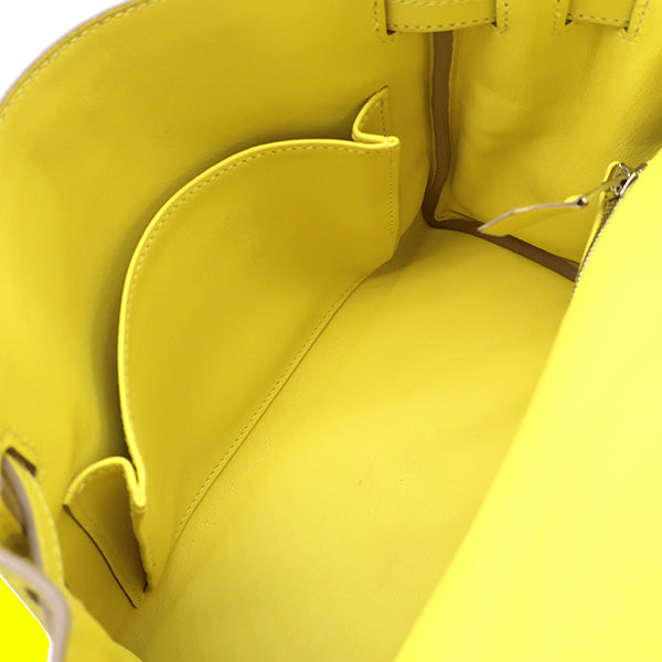 エルメス HERMES ケリー25 内縫い ライム スイフト 2WAYバッグ シルバー金具 黄色 ショルダー