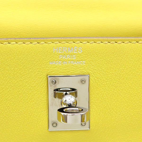 エルメス HERMES ケリー25 内縫い ライム スイフト 2WAYバッグ シルバー金具 黄色 ショルダー