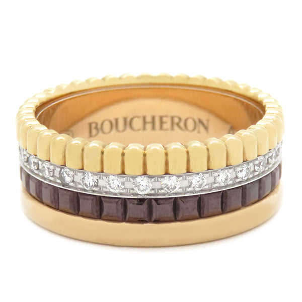 ブシュロン BOUCHERON キャトル クラシック スモール JRG00627 4カラー K18YG K18PG K18WG ブラウンPVD ダイヤモンド ＃T47(JP7) リング 指輪 750 7号