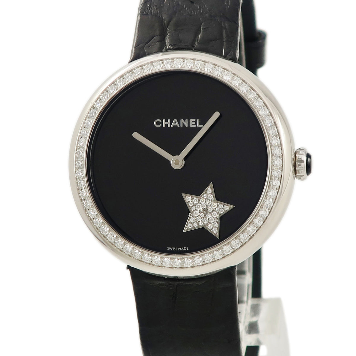 シャネル CHANEL マドモアゼル プリヴェ コメットモチーフ H2928 自動巻き メンズ レディース K18WG無垢 純正ダイヤ 黒 星