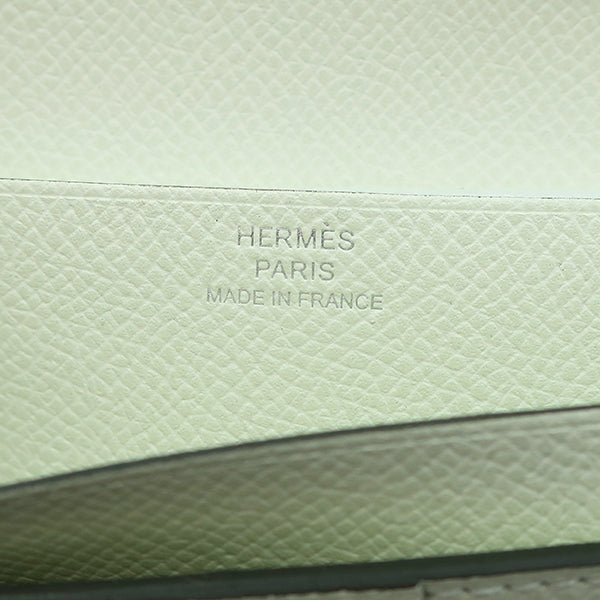 エルメス HERMES ベアンスフレ ヴェルソ ヴェールコミック×ヴェールフィズ ヴォーエプソン 長財布 シルバー金具 二つ折り財布 バイカラー 緑 薄緑