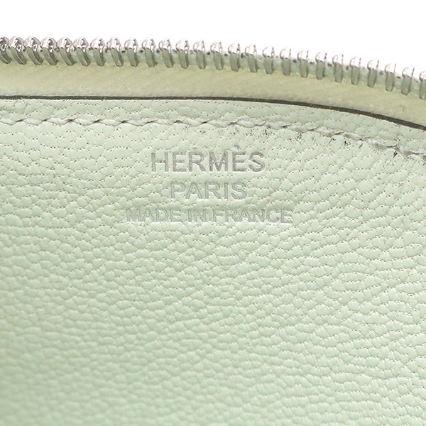 エルメス HERMES パドック ヴェールフィズ×マッシュルーム シェーブル コインケース シルバー金具 薄緑 白