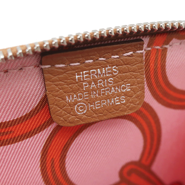 エルメス HERMES アザップ シルクイン ミニ コンパクト ゴールド エバーカラー コインケース シルバー金具 新品 未使用 茶 ラウンドファスナー