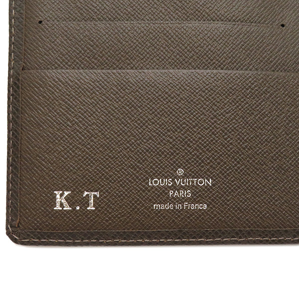 ルイヴィトン LOUIS VUITTON アジェンダ MM R20432 グリズリ タイガ 手帳カバー シルバー金具 茶 システム手帳 ダイアリー  スケジュール帳 イニシャル入り