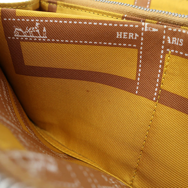 エルメス HERMES アザップロング シルクイン ゴールド ヴォーエプソン 長財布 シルバー金具 茶 ラウンドファスナー