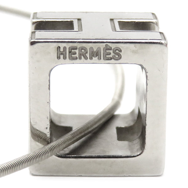 エルメス HERMES カージュドアッシュ Hキューブ ブラックXシルバー メタル エナメル ネックレス シルバー金具