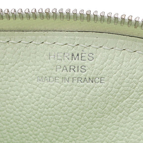 エルメス HERMES パドック ヴェールフィズ×マッシュルーム シェーブル コインケース シルバー金具 薄緑 白