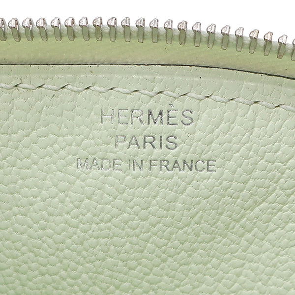 エルメス HERMES パドック ヴェールフィズ×マッシュルーム シェーブル コインケース シルバー金具 薄緑 白