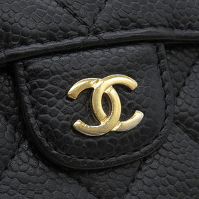 シャネル CHANEL クラシック スモール フラップ ウォレット AP0231 ブラック キャビアスキン 三つ折り財布 ゴールド金具 黒 コンパクトウォレット